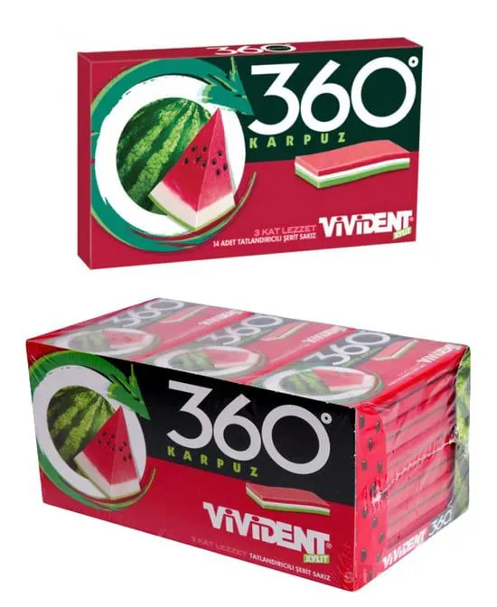 VİVİDENT XYLT 360° KARPUZLU ŞERİT SAKIZ 1*18